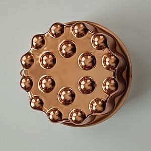 Vintage Farmhouse Copper Aluminum Fluted Beaded Jello Mold Kitchen Wall Decor